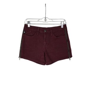 Rock & Republic kimber moto side zip maroon stretch pockets shorts women's sz 6